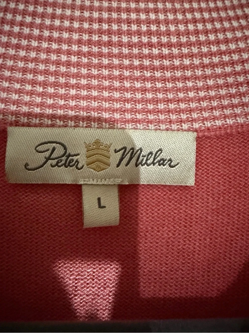 Peter Millar Men’s Coral Pink Quarter-Zip Sweater